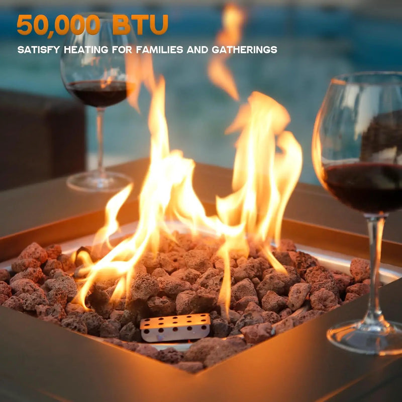 BALI OUTDOORS 50,000 BTU Propane Fire Pit Outdoor, 28 inch Propane Fire Pit Table Square, Gas Firepits for Outside Patio, Garden, Backyard, photo 4 of 6