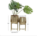 CosmoLiving by Cosmopolitan Metal Indoor Outdoor Planter Deep Recessed Hammered Dome Large Planter Pot with Removable Stand, Set of 2 Planters 17", 19"H, Gold by GreenHaven Gardens