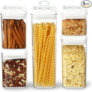 Felli Flip Tite Storage Container with Lid 4" Airtight Ring Seal Top, Stackable Acrylic Canister Jar Set for Kitchen Pantry Organizer, Food Spice Pasta Cereal Snack, Gifts for Women (5pk, Variety) by TinyTreasures Baby Boutique