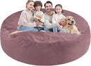 7FT Bean Bag Chair, Large Bean Bag Chairs with Memory Foam Filled, Fluffy Beanbag Sofa with Dutch Velvet Cover, Round BeanBag Chairs for Living Room, Playroom - Dusty Pink by TinyTreasures Baby Boutique