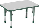 FDP Rectangle Activity School and Classroom Kids Table (24 x 36 inch), Chunky Toddler Leg, Adjustable Height 15-24 inches - Gray Top and Green Edge by CozyNest Decor