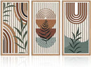 IARTTOP Large Boho Wall Art Set Of 3 Framed Mid Century Modern Wall Decor Abstract Geometric Wood Wall Art For Bedroom Living Room Office 16"x 32" by CozyNest Decor