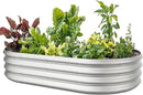 5x3x1ft Oval Galvanized Raised Garden Bed Outdoor 9-in-1 Large Metal Modular Planter Box Raised Beds for Gardening,Vegetables,Fruits,Flowers & Herbs (Silver) by GreenHaven Gardens