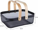 Metal Mesh Steel Basket, Storage Organizer Basket Garden Harvest Basket Multi-functional Kitchen Fruit Baskets Bin with Wooden Handle for Bathroom Picnic Shopping Decor Cabinet Home, Black by GreenHaven Gardens