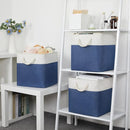 Bidtakay Storage Baskets Large Cube Storage Bins Fabric Baskets for Organizing Shelves 13x13 Navy Blue Square Storage Bins Large Set of 3 Linen Closet Organizers for Cabinet Home by TinyTreasures Baby Boutique