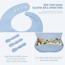 Baby Weaning Set, Silicone Baby Feeding Set(10 Pcs), Toddler Weaning Set with Adjustable Bib, Suction Bowl, Plate, Fork, Spoon, Water & Snack Cup Kit, Baby Led Weaning Kit for Babies and Kids by TinyTreasures Baby Boutique