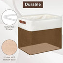 Large Fabric Storage Baskets | 50L Storage Bins, Decorative Linen Closet Baskets with Handles for Organizing, Shelf, Toys, Clothes, Home, Office, Nursery, 17x12x15Inches (Brown&White) by CozyNest Decor
