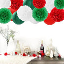 Red-Green White Party-Decorations Christmas Flowers Lanterns - 15PCS Italian Mexican Independence Day Paper Tissue Pom Poms Streamers,Mexico Italy Birthday Baby Shower Wedding Hanging Decor Hugfond by CozyNest Decor
