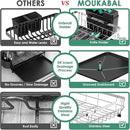 MOUKABAL Dish Drying Rack - 2 Tier Stainless Steel Dish Rack, Dish Racks for Kitchen Counter, Drying Rack Kitchen with Removable Utensil Holder and Drainboard (Black) by CozyNest Decor