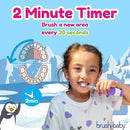 brush-baby WildOnes Kids Electric Rechargeable Toothbrush Penguin, 1 Handle, 3 Brush Heads, USB Charging Cable, for Ages 0-10 (Penguin) by TinyTreasures Baby Boutique