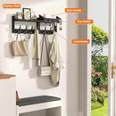 29" Coat Rack Wall Mount with Shelf, 4 in 1 Wall Mounted Coat and Key Hanger with 11 Hooks, Entryway Key Holder with Mail Holder for Living Room, Bedroom, Black by CozyNest Decor