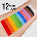 Grida Kids Friendly Face Paint - Professional Party Face Painting Kit for Kids with 12 Vibrant Colors with Double White - Easy to Remove, Vegan, Cruelty-Free Set with Palette & Art Brushes by TinyTreasures Baby Boutique
