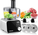 COOKLEE Food Processor, 600 Watts, 6 Functions Electric Food Chopper for Chopping, Mincing, Dicing, Shredding, Slicing, Purees & Dough with 12cup Processor Bowl, Food Chute & Pusher, Silver by TinyTreasures Baby Boutique