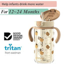 Evorie Tritan Spill Proof Toddler Straw Sippy Cup, 10 oz for Baby and Toddlers 1-3 Years Old, No Spill Straw Water Bottle with Removable Handles, Ideal for School, BPA-Free, Honey Bear by TinyTreasures Baby Boutique