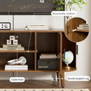51" Fluted TV Stand, Mid-Century Modern Entertainment Center for Tvs up to 60" with Drawers and Fluted Doors, Curved TV Media Console Table with Sliding Doors for Living Room, Bedroom (51") by CozyNest Decor