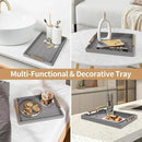 Coffee Table Tray - Large Ottoman Trays for Living Rooms - Wood Serving Tray with Handles(2 Sets) - Wooden Tray for Coffee Table, 4 Round Coasters Included, Gray by CozyNest Decor