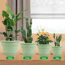 13 Inch Plastic-Flower-Pot-for-Indoor-Plants, 4 Pack Large Outdoor Planter Pot with Drainage Holes & Saucers, Resin Decorative Garden Pots Planters by CozyNest Decor