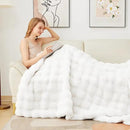Latepis Faux Fur White Blanket Cozy Thick Bubble Throw for Couch Sofa Bedroom Furry Soft Warm Luxury Twin Blanket for Bed 60x80 Inch, 860gsm by CozyNest Decor