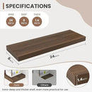 24 Inch Floating Shelves, 8 Inch Deep Floating Shelves for Wall, Hanging Shelf with Invisible Brackets, Deep Shelves for Bathroom, Bedroom, Living Room, Walnut, Set of 2 by CozyNest Decor