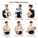 Bebamour Baby Carrier with Hip Seat,All-Position Breathable Mesh Hip Seat & Carrier 0-36Months with Head Hood, 3 PCS Teething Pads, Waist Extender,Storage Bag & Pacifier Case(Khaki) by TinyTreasures Baby Boutique