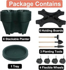 Vertical Planter 6 Tier Stackable Planters Garden Planters Strawberry Herb Flower and Vegetable Planter Indoor Outdoor Gardening Pots with Removable Wheels and Tools 2-Pack by GreenHaven Gardens