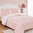 Full Size Comforter Sets with Sheets for Girls-7 Pieces Full Size Bedding Sets with Pink Comforter, Sheets, Pillowcases & Shams for Kids (Pink Gold Bow, 76" X 86") by TinyTreasures Baby Boutique