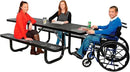 Global Industrial 8'L Rectangular Picnic Table, ADA Compliant, Expanded Metal, Black Thermoplastic Coating, Attached Benches, 1-1/2” Umbrella Pole Hole, Outdoor-Rated by GreenHaven Gardens