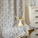 Sutuo Home Boho Curtain 84 Inches Length Semi-Blackout Bohemian Damask Moroccan Florals Print Darkening Curtains Tassels, Rod Pocket Window Treatment Drapes for Bedroom, 1 Panel 59" W x 84" L, Blue by CozyNest Decor