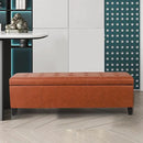 Joveco 51 Inch Storage Ottoman Bench,Tufted Leather Storage Bench for Bedroom (51”,Dark Orange) by CozyNest Decor