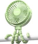 Stroller Fan Clip on for Baby, 4000mAh Rechargeable Battery Operated, Flexible Tripod, 3 Wind Speed, 360° Rotatable, Small Portable Fan for Car Seat Crib Golf Cart Beach Travel, Green by TinyTreasures Baby Boutique