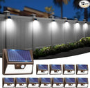 12 Pack Solar Fence Lights Waterproof, Motion Sensor Deck Lights Outdoor, Cold White LED Outside Lamp Wireless for Wall Yard Steps Stairs Garden - Brown by GreenHaven Gardens