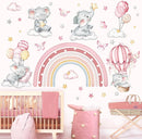 decalmile Pink Rainbow Elephant Wall Stickers Hot Air Balloon Animals Clouds Stars Wall Decals Baby Nursery Kids Bedroom Daycare Wall Decor by TinyTreasures Baby Boutique