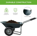 Best Choice Products Dual-Wheel Home Utility Yard Wheelbarrow Garden Cart w/Built-in Stand for Lawn, Gardening, Construction - Dark Gray by GreenHaven Gardens