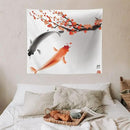 Houselerax Japanese Koi Fish Tapestry, Cherry Blossoms Asian Oriental Flower Branch Koi Fish Carp Tapestries Wall Hanging for Bedroom Living Room Office Decor 60"x50" by CozyNest Decor