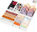 6 Pack Sock Underwear Drawer Organizer Dividers, 58 Cell Foldable Fabric Dresser Closet Organizers and Storage Bins for Clothing, Baby Clothes, Bra, Panty, Scarf, Ties (White) by CozyNest Decor