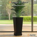 Tall Planters for Outdoor Plants, Large Resin Flower Pots with Saucers for Garden, Front Porch, Patio, Indoor - Set of 2 (Black, 34 inch - 2 Pack) by CozyNest Decor