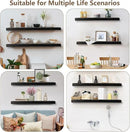 Solid Wood Floating Shelves Set of 2 - Natural, Warp & Crack Resistant 23.62 Inch Wall Shelf with Invisible Brackets Thicker, More Durable for Bathroom, Bedroom, Kitchen, Living Room (Black, 23.62) by CozyNest Decor
