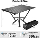 Folding Outdoor Camping Table, Aluminum Roll-Up Top and Carry Bag, 380 LBS Capacity, Lightweight Portable Tables for Picnic, BBQ and Tailgating.(Black) by GreenHaven Gardens