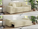 91-Inch Corduroy Pull Out Couch with Storage, Convertible Queen Sleeper Sofa with Pull Out Bed, Hide a Bed Couches for Bedroom, Guest Room, Apartment, Small Places, RV (Beige) by CozyNest Decor