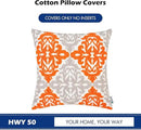 HWY 50 Orange Fall Decorative Throw Pillow Covers 18x18 Inch (1 Piece), Embroidered Cotton Farmhouse Cushion Cover Pillow Case for Sofa Couch Living Room Bed Bedroon, Floral Geometric by CozyNest Decor