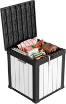 50 Gallon Deck Box Large Outdoor Storage for Patio Furniture,Outdoor Cushions,Garden Tools and Pool Supplies,Waterproof,Resin,Lockable(Black-White) by CozyNest Decor