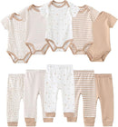 Baby Bodysuit and Pant Set 10-pcs Cotton Soft Newborn Boy Girl Clothes Outfits by TinyTreasures Baby Boutique