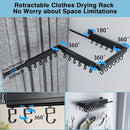 Gezen Clothes Drying Rack, Wall Mounted Drying Rack Clothing Retractable, Foldable Clothes Hanger Rack with 24 Hooks for Laundry Room Organization and Storage, Space Saving, Collapsible, Quad-Fold by CozyNest Decor