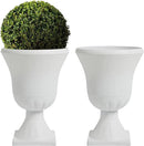 Worth Garden 2-Pack Plastic Urn Planters - 22'' Tall Round Classic Resin Flower Pots Pure White Traditional Large Plant Pots for Front Porch Patio Deck Wedding Decoration Pot - Indoor & Outdoor by CozyNest Decor