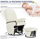 AODAILIHB Swivel Glider Recliner with Ottoman, 360 Rocking Chair with Foot Rest Recliner Chair Indoor Rocking Chair with Side Pockets Nursery Chairs for Living Room, Bedroom, Office (White) by TinyTreasures Baby Boutique