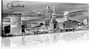 Cleveland Skyline Decor Wall Art Canvas Prints Black and White Night View USA Cityscape Panoramic Painting for Bedroom Office Framed and Ready to Hang 13.8"x47.3" by CozyNest Decor