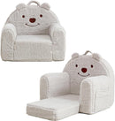Toddler Chair,Sherpa Bear Kids Chair,Toddler Couch Fold Out,Children Reading Chair,Flip Out Kids Couch,Toddler Sofa Convertible for Age 1-3(Grey Bear) by TinyTreasures Baby Boutique