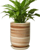 8 Inch Plant Pot, Ceramic Planter for Outdoor Plants, Large Plant Pot Indoor with Drainage Hole and Saucer, Modern Flower Pot for Home Garden Decor Yellow by GreenHaven Gardens