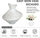 Cast Iron Decorative Vase, Dried Flower Rustic Vases, Wabi Sabi Vase for Modern Home Decor, Living Room, Shelf Decor, Enterway, Wedding, Office, Table, Bedroom, Kitchen, 8.86" H (White) by CozyNest Decor