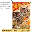 BLKWHT Fall Cat Garden Flag 12x18 Vertical Double Sided Autumn Leaves Thanksgiving Holiday Outside Decorations Burlap Yard Flag BW699 by GreenHaven Gardens